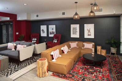 Interior lounge with large welcoming couches