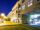 Covered parking garage at night