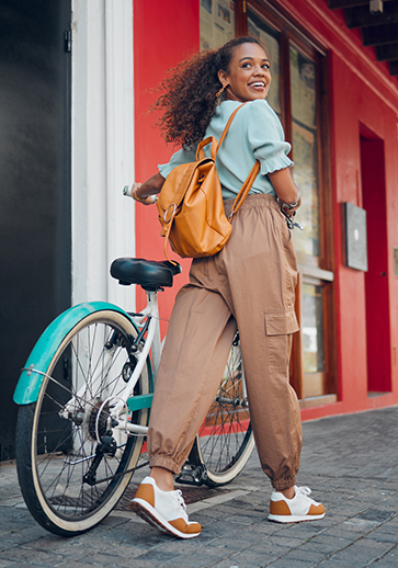 woman and bike