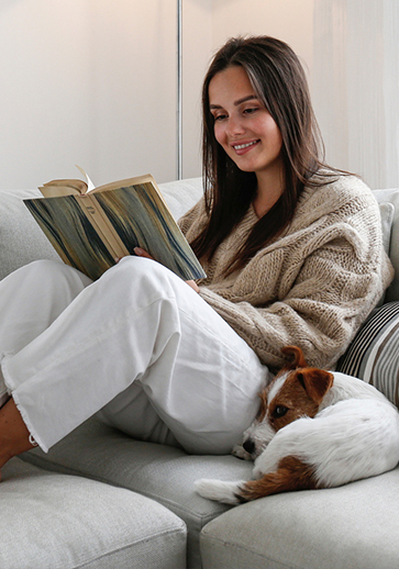 woman reading a book