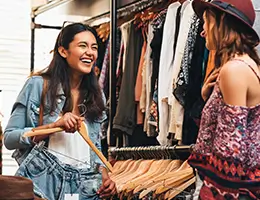 group of young women shopping